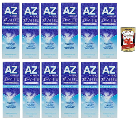 Italian Gourmet E.R. Zahncremes Dentifricio AZ White & Cool, Zahnpasta mit aufhellender Wirkung, 12x 65ml + Italian Gourmet polpa 400g 8032804040014