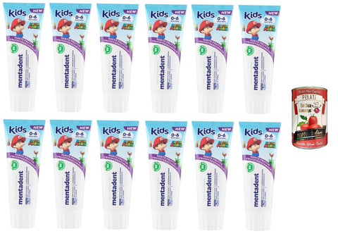 Mentadent Dentifricio Kids 0-6 anni Zahnpasta für Kinder 12x75ml Original italienisch inkl. Italian Gourmet Polpa 400g