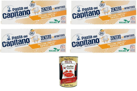 Italian Gourmet E.R. Zahncremes Pasta del Capitano Dentifricio Zenzero Ingwer-Zahnpasta Vollständiger Schutz der Zähne 4x100ml + Italian Gourmet polpa 400g 8032804040014
