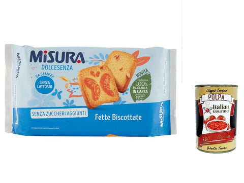 Italian Gourmet E.R. Zwieback 12x Misura Fette Biscottate Dolcesenza Zwieback ohne Zuckerzusatz 320g + Italian Gourmet polpa 400g 8002590016494