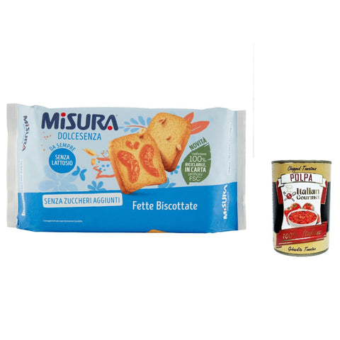 Misura Fette Biscottate Dolcesenza Zwieback ohne Zuckerzusatz 320g 12x Original italienisch inkl. Italian Gourmet Polpa 400g