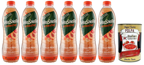 Vitasnella Depurathé Tè alla Pesca,Eistee mit Pfirsichen mit reinigenden Kräutern,Hagebutten und Zitronenmelisse,Ohne Zucker Einweg PET 1,25 Lt italienisch Original