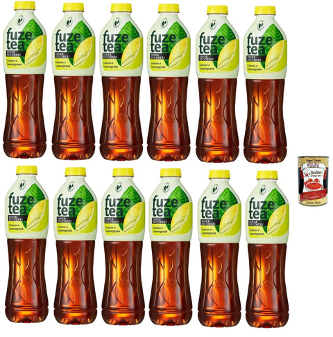 Italian Gourmet Eistee Fuze Tea, Alkoholfreies Erfrischungsteegetränk mit Zitrone und Zitronengras, 12x 1,5l + Italian Gourmet polpa 400g 8032804040014