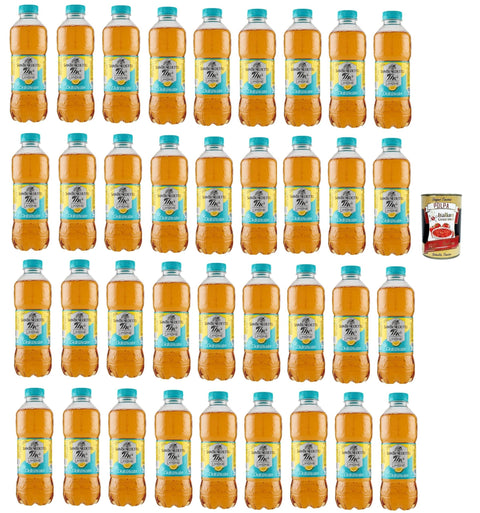 Italian Gourmet Eistee San Benedetto Thè Deteinato Limone 36x 500ml, entkoffeiniert Eistee The' Zitrone PET Einweg, ice tea erfrischend, Ohne Konservierungsstoffe und künstliche Farbstoffe + Italian Gourmet polpa 400g 8032804040014