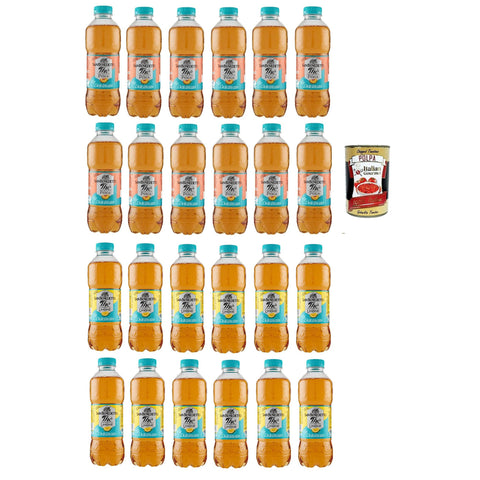 San Benedetto Thè Deteinato Testpaket Limone un Pesca 24x500 ml, entkoffeiniert Eistee The' Zitrone und Pfirsch PET Einweg, ice tea erfrischend, Ohne