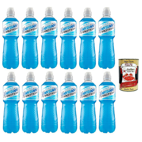 Energade Protein Ice Blue Flavour P&P, mit Noten von Himbeere und Brombeere, alkoholfreies Getränk mit Proteinen, Mineralsalzen und Zucker, 12x 750ml Original italienisch inkl. Italian Gourmet Polpa 400g