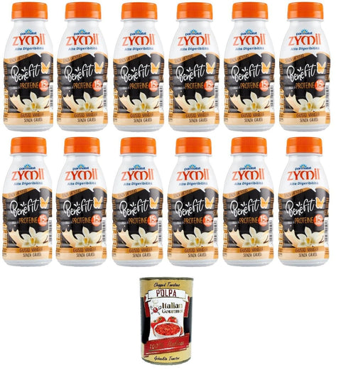 Italian Gourmet Eiweißgetränke Zymil Hochverdauliches, laktosefreies Benefit-Protein, Vanillegeschmack, 12x250 ml +Italian Gourmet Polpa di Pomodoro 400gr 8032804040014