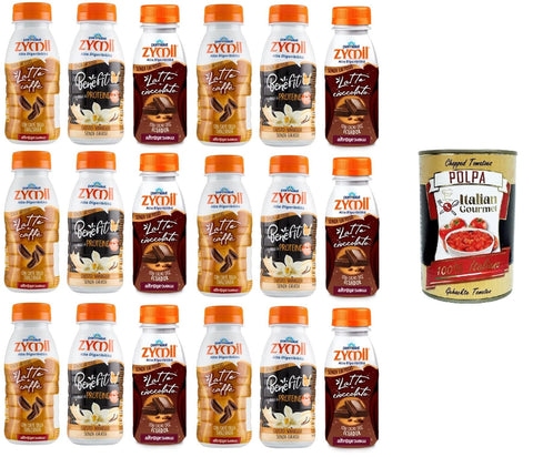 Italian Gourmet Eiweißgetränke Zymil Testpaket Hochverdaulich, laktosefrei, Vorteil Vanille, Milch und Kaffee, Milch- und Schokoladengeschmack, 18x250 ml +Italian Gourmet Polpa di Pomodoro 400gr 8032804040014