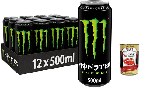Monster Energy koffeinhaltiger Energy Drink mit klassischem Energy Geschmack 24x500ml Original italienisch Getränk