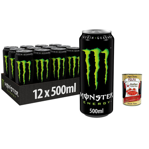 Monster Energy koffeinhaltiger Energy Drink mit klassischem Energy Geschmack 24x500ml Original italienisch Getränk