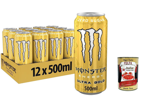 Monster Energy Ultra Gold - koffeinhaltiger Energy Drink mit fruchtigem Ananas-Geschmack - ohne Zucker und ohne Kalorien 500 ml 48x italienisch Original
