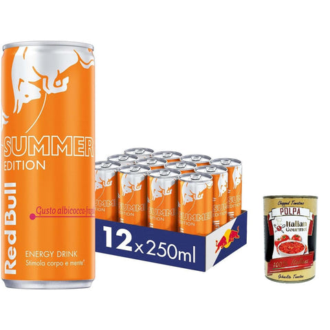 Energy Drink Aprikosen Erdbeer Geschmack, 12 x 250 ml Energy Drinks italienisch Original