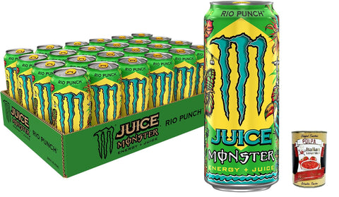 Monster Energy Drink Dose Tropical Juice Rio Punch, mit Noten von süßem Papaya, Vanilleeiscreme, 24x 500 ml, flavored soft drink italienisch Original