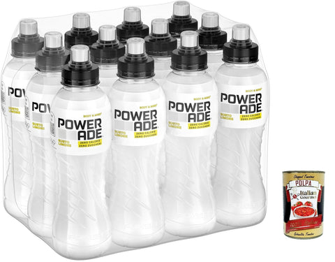 Italian Gourmet Energy Drinks Powerade Active Water Zitrone-Limette - kalorienfreies, zuckerfreies Erfrischungsgetränk mit Vitamin B3 und B6 - Sportgetränk mit Mikronährstoffen Flaschen (12 x 500 ml) + Italian Gourmet polpa 400g 8032804040014