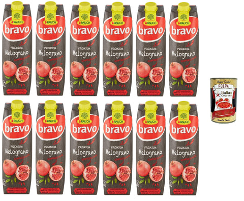 Italian Gourmet Energy Drinks Rauch Bravo Premium Granatapfel erfrischend, antioxidativ, ohne Farbstoffe, ohne Konservierungsstoffe, 12x 1lt+ Italian Gourmet polpa 400g 8032804040014