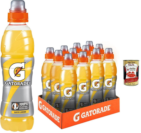 Italian Gourmet Energy Drinks Sport Drink Limone, Nicht mit Kohlenstoff gekodeltes Sportgetränk Zitronengeschmack, hilft der Wiedereingliederung verlorener Mineralsalze, 12x 500 ml + Italian Gourmet polpa 400g 8032804040014