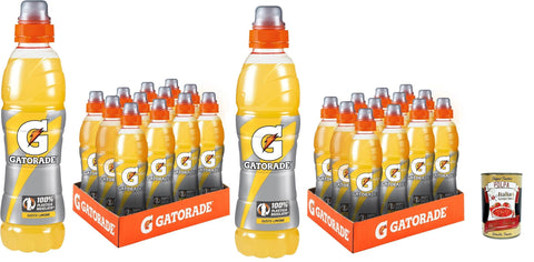 Italian Gourmet Energy Drinks Sport Drink Limone, Nicht mit Kohlenstoff gekodeltes Sportgetränk Zitronengeschmack, hilft der Wiedereingliederung verlorener Mineralsalze, 24x 500 ml + Italian Gourmet polpa 400g 8032804040014