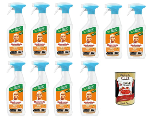 Mastro Lindo Küchenspray Entfetter, 10er Pack (500 ml), Zitrusduft, entfernt bis zu 100% Schmutz und Eingebranntes, keine Kratzer, Inhaltsstoffe pflanzlichen Ursprungs italienisch Original