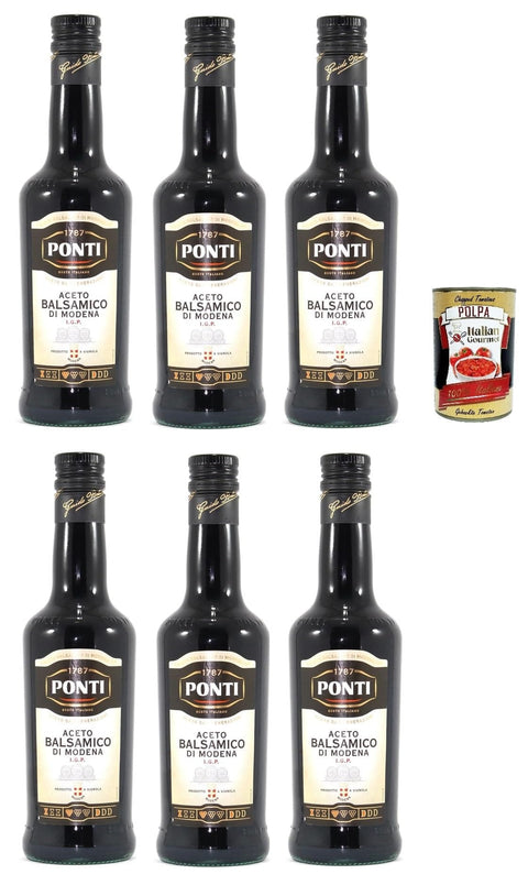 Ponti Aceto Balsamico di Modena IGP Flaschen, 6er Pack, Italienischer Balsamessig 1x500ml Original italienisch