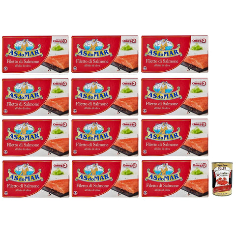 As Do Mar Filetto di Salmone all'Olio di Oliva, Lachsfilet in Olivenöl, Reich an Omega 3 12x150g Original italienisch Feinkost
