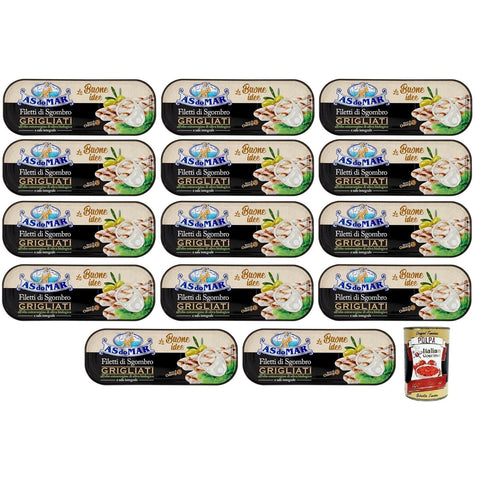 As Do Mar Filetti di Sgombro Grigliati, Gegrillte Makrelenfilets in Bio Olivenöl Extra und Vollsalz 14x120g Original italienisch Feinkost