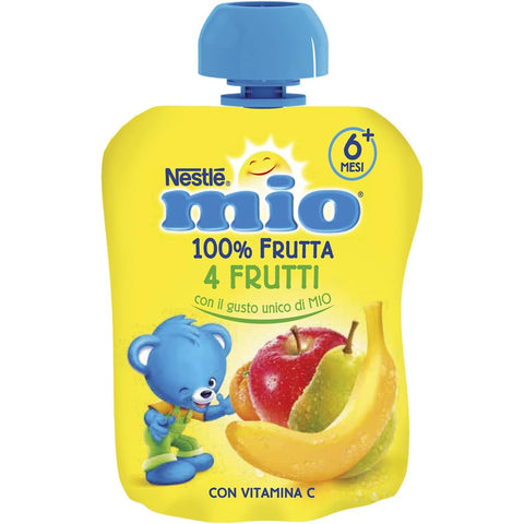 Nestlé Mio 100 % Fruchtsnack 4 Früchte zum Auspressen Beutel 90 ml 16x italienisch Original Pastasauce + kostenlos polpa 400 g