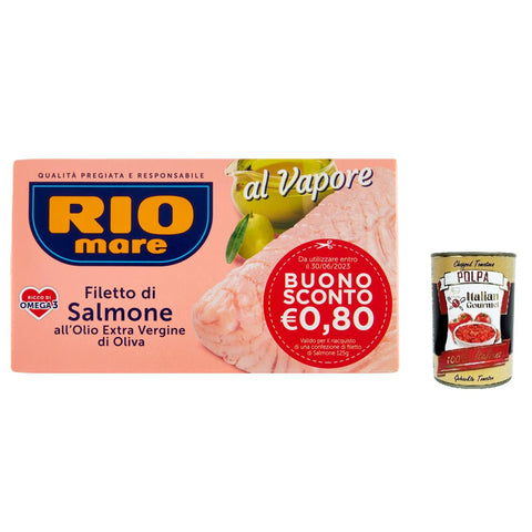 Rio Mare Lachsfilet mit extra jungfräulichem Olivenöl, Dampf gekocht, reich an Omega 3, 125 g italienisch Original