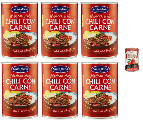 Santa Maria Chili con Carne, leicht scharfes Gericht der Tex Mex Küche, zum Füllen von Tacos oder zum Servieren mit Tortillachips, 410 g italienisch Original