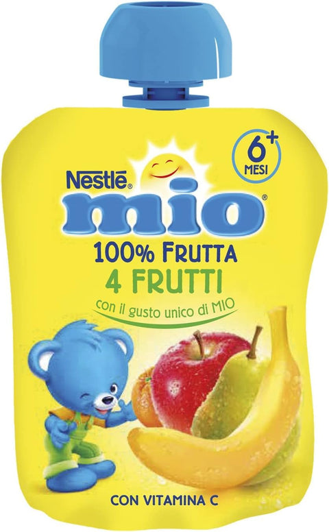 Italian Gourmet Fertiggerichte 8x NESTLÉ MIO 100 % Fruchtsnack 4 Früchte zum Auspressen, Beutel 90 ml+ Italian Gourmet polpa 400g 7613034869098