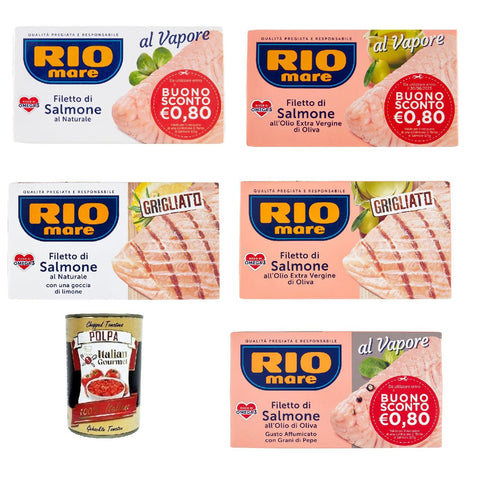 Rio Mare Testpaket Lachsfilet, gedämpft, reich an Omega 3, 5x 125 g Fertiggerichte italienisch Original