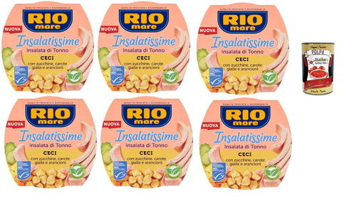 Italian Gourmet Fisch & Meeresfrüchte Rio Mare Insalatissime di tonno Gusto Ceci, ready to eat Tuna salad, Thunfischsalat mit Kichererbsen, Zucchini und Karotten , Fertiggerichte 6x 160g + Italian Gourmet polpa 400g 8032804040014