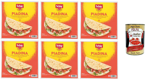 Italian Gourmet Fladenbrot & Wraps Schär Glutenfreie Piadina mit nativem Olivenöl extra und Sonnenblumenöl Glutenfrei 6x 240g Enthält 3 Piadine+Italian Gourmet polpa 400g 8032804040014