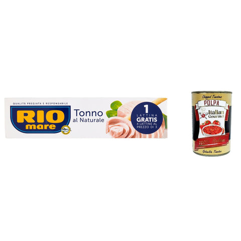 Rio Mare Tonno al Naturale, Natürlicher Thunfisch, Thunfisch hochwertiger gelbe Flossen 4x80g Original italienisch Feinkost