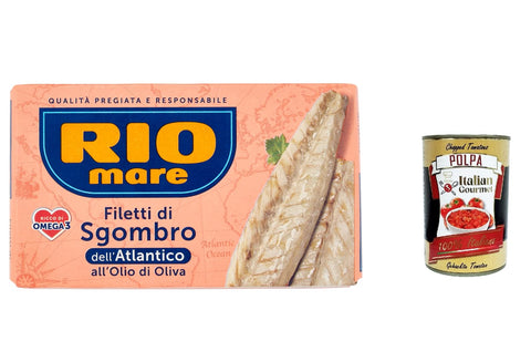 Rio mare Filetti di Sgombro dell'Atlantico all'Olio di Oliva Atlantische Makrelefilets mit Olivenöl 125 g 3x italienisch Original + gratis polpa 400 g