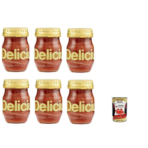 Delicius Filetti di Alici in olio di oliva Sardellenfilets in Olivenöl 90 g 6x italienisch Original + kostenlos polpa 400 g