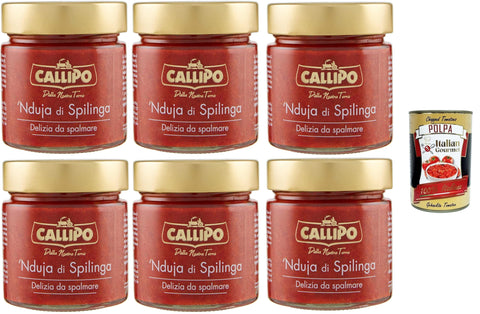 Italian Gourmet Fleisch, Geflügel & Wild Callipo Nduja di Spilinga, Delizia da spalmare Nduja von Spilinga, köstlicher Aufstrich 6x200gr + Italian Gourmet polpa 400g 8032804040014
