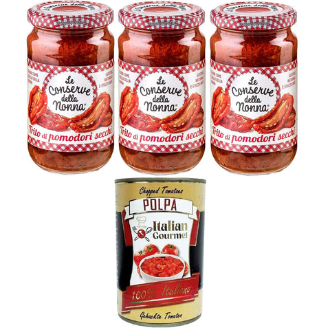 Le Conserve della Nonna Trito di pomodori secchigehackte getrocknete Tomaten, ideal als Beilage – hergestellt in 3x190g Original italienisch Feinkost