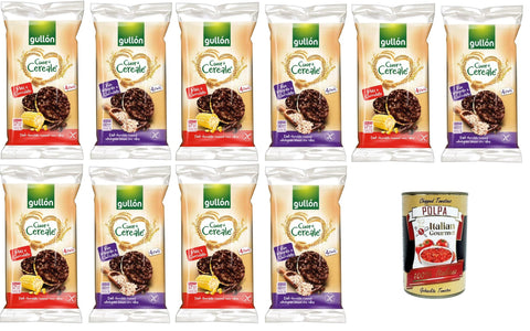 Italian Gourmet Flips Gullon Cuor di Cereale Gallette di Mais e di Riso Ricoperte di Cioccolato Fondente Cuor di Cereal Mais- und Reiskuchen mit dunkler Schokolade überzogen 10x100gr + Italian Gourmet polpa 400g 8032804040014