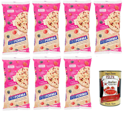 Italian Gourmet Flips Performa Snacks von Vollkorn Reis mit Weißer Schokolade und Beeren Vollkorn Reiskuchen im 4er-Pack Frischespartaschen mit je 2 Keksen 7x132g+ Italian Gourmet polpa 400g 8032804040014