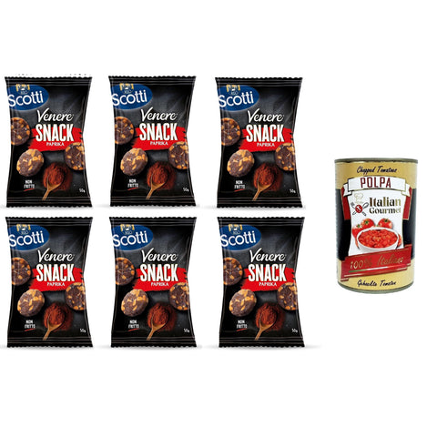Riso Scotti Venere Snack Paprika, brauner Reis, knuspriger und leckerer, nicht frittierter Snack für Pausen und Aperitifs, glutenfrei, 100% pflanzlich, 6x50 g italienisch Original