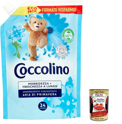 Italian Gourmet Flüssiger Weichspüler 6x Coccolino Fabric Softener Concentrate Spring Air in Pouch 600 ml + Italian gourmet polpa 400g 8720181119552