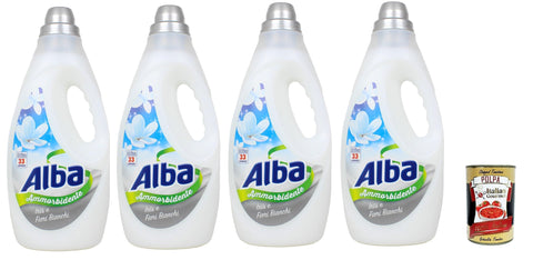 Italian Gourmet Flüssiger Weichspüler Alba Ammorbidente,Weichspüler Iris und Weiße Blumen, 33 Wäschen, 4x 1850ml + Italian Gourmet polpa 400g 8032804040014