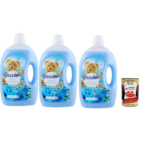 Coccolino Ammorbidente Weichspüler verdünnt Frühlingsluft 3x3 Liter italienisch Original + kostenlos polpa 400 g