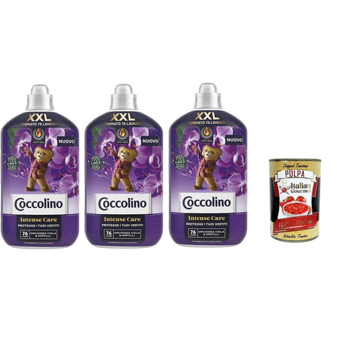 Coccolino XXL Ammorbidente Concentrato Lila Orchidee und Blaubeeren, Konzentrierter Weichspüler, 76 Wäschen, 3x 1750 ml italienisch Original