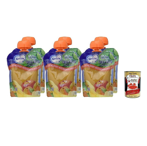 Mellin Pouch frutta mista 90g, gemischtes Fruchtpüree 6x 90gr Original italienisch inkl. Italian Gourmet Polpa 400g