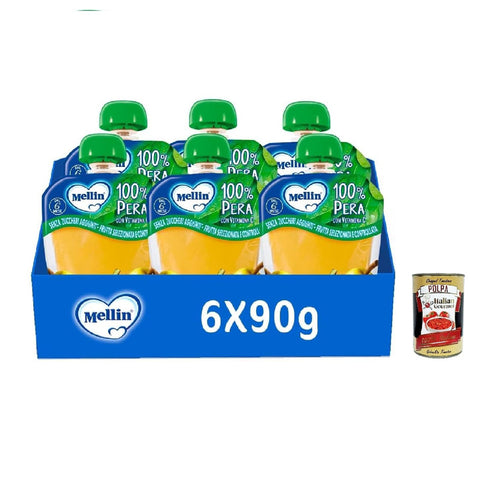 Mellin Pouch Pera Birnenpüree 6x90 g 90 g italienisch Original Pastasauce + kostenlos polpa 400 g