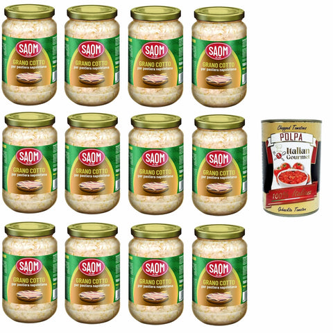 Italian Gourmet Frucht, Getreide & Joghurt Zubereitungen Saom Grano Cotto per Pastiera Napoletana gekochter Weizen für neapolitanische Pastiera 12x560 gr+ Italian Gourmet polpa 400g 8032804040014