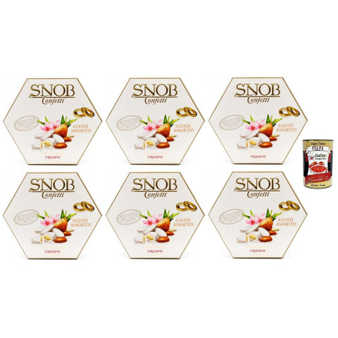 Crispo SNOB Lieto Evento Bianco Confetti Weißes Konfetti 6 Verschiedene Geschmacksrichtungen 500 g 6x italienisch Original Pastasauce + kostenlos Polpa di Pomodoro