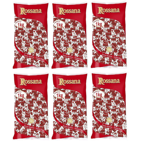 Rossana al Cocco Caramelle Candies Bonbon Lollies Hartbonbons mit cremiger Füllung auf Basis von Milch und Kokosnuss,Glutenfrei 1 Kg Beutel italienisch Original