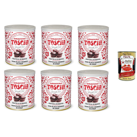 Toschi Amarena kandierte Bonbons in Sirup (50% Frucht und 50% Sirup) zum Dekorieren von Eis und Desserts 6x1 kg italienisch Original
